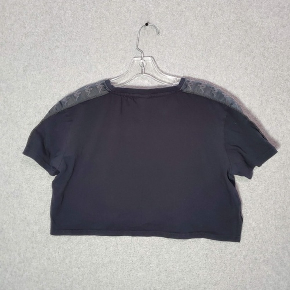 Kappa Women Top Medium Black Crop Shirt Logo Embroidered Short Sleeve Tee - Picture 4 of 7